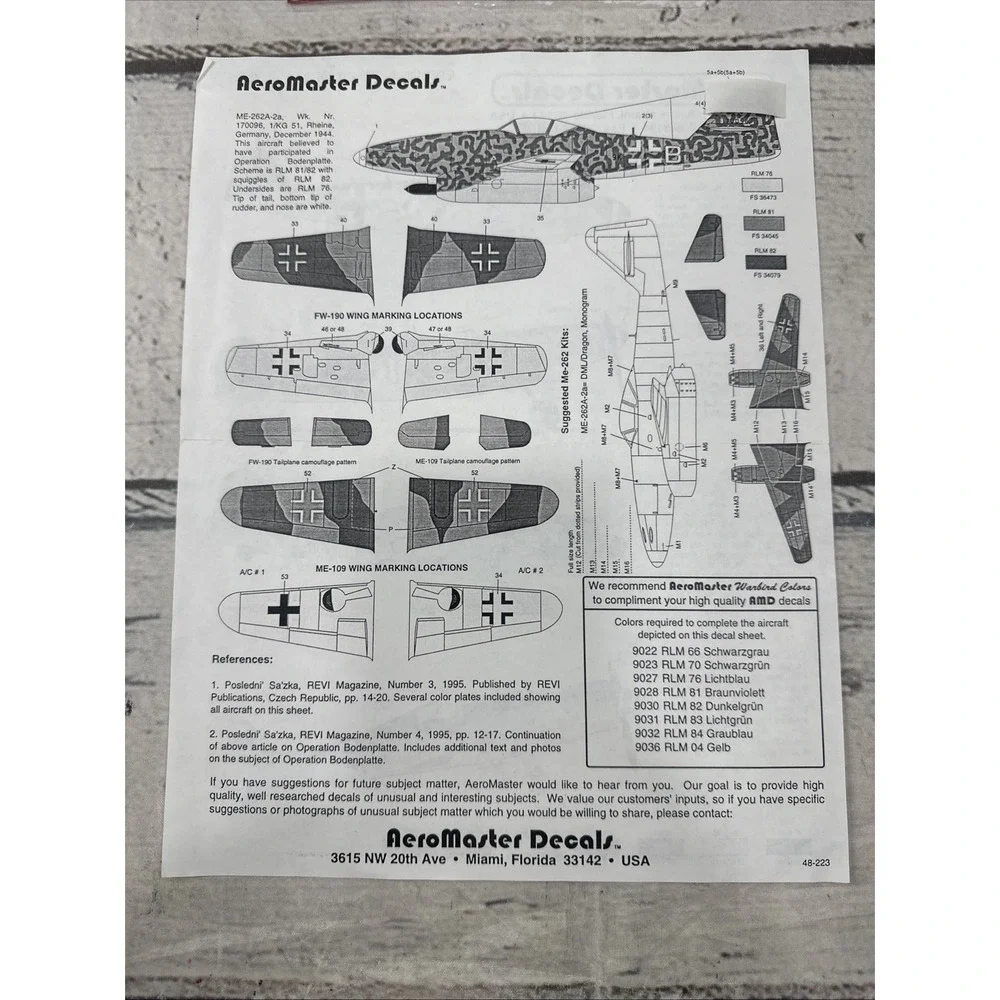 1/48 Aeromaster 48-223 Decal Operation Bodenplatte New